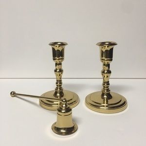 Vintage brass candle holder set
